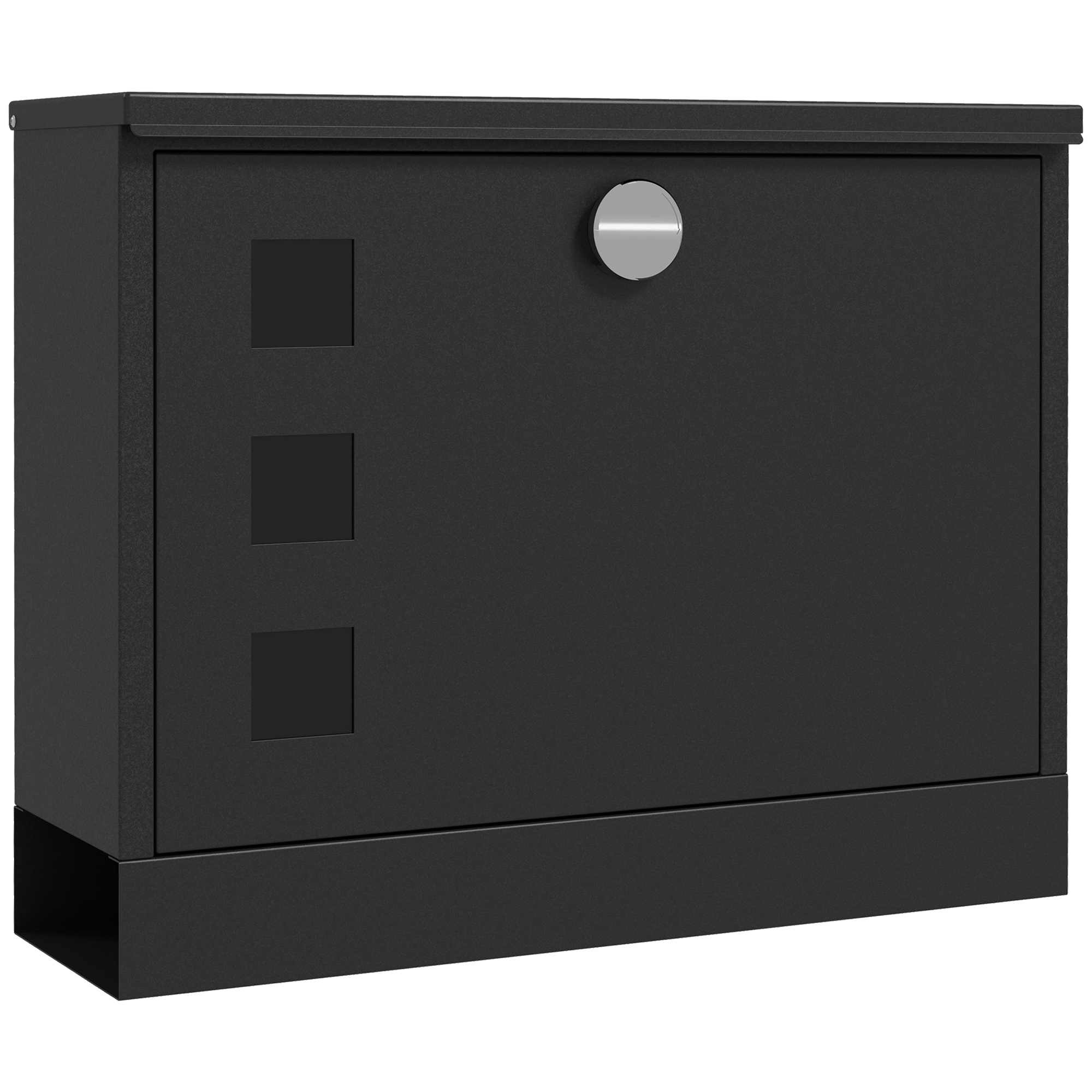Moderner, Abschließbarer Metallbriefkasten, 36,5 X 11,5 X 29 Cm, Schwarz