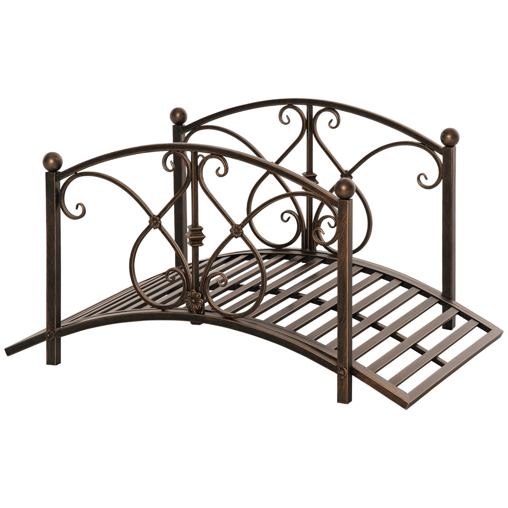 Vintage-gartenbrücke Mit Blumenmuster, Aus Metall, 99 X 68 X 53 Cm, Schwarz