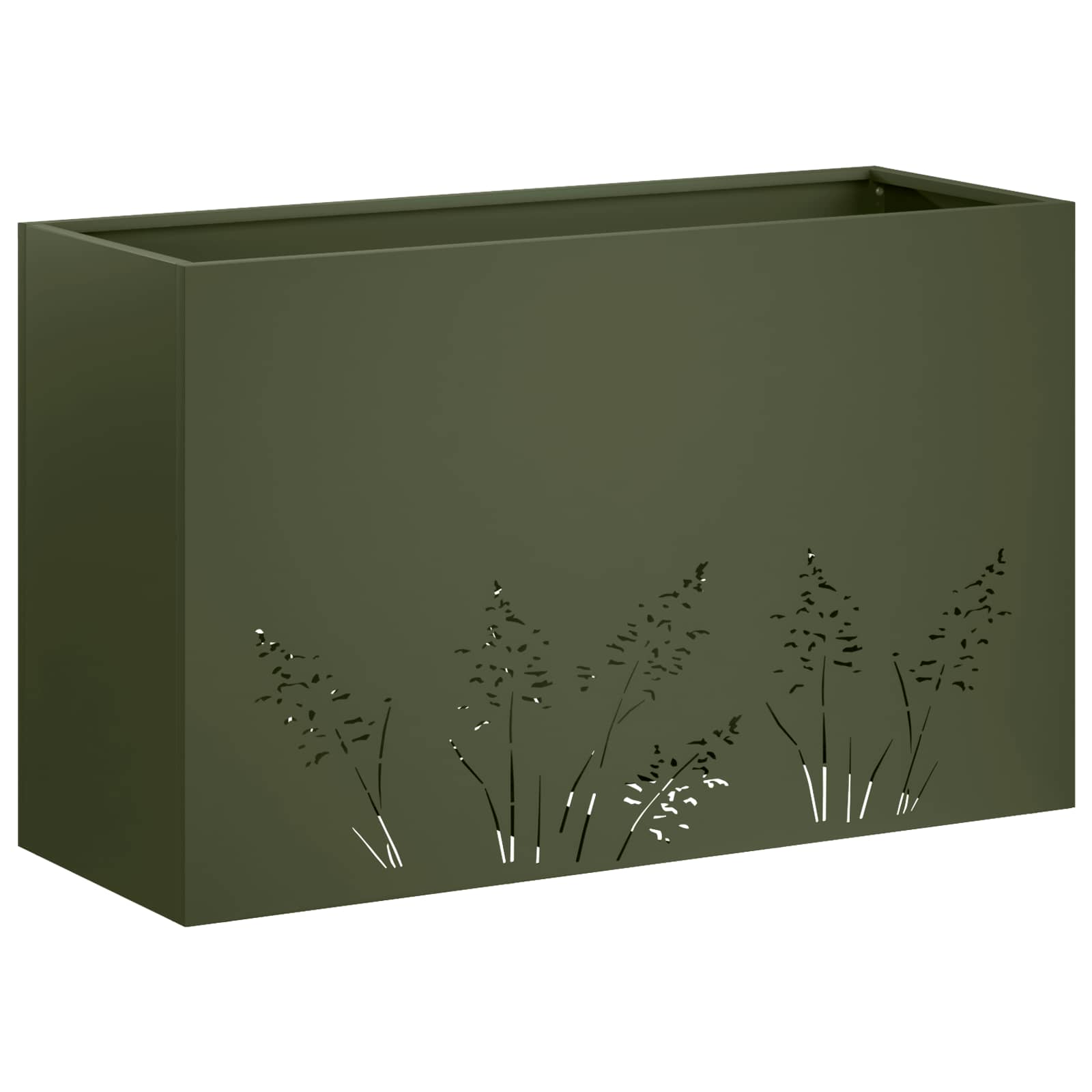 Garten-pflanzgefäß Olivgrün 80 X 30 X 49 Cm Kaltgewalzter Stahl Vidaxl