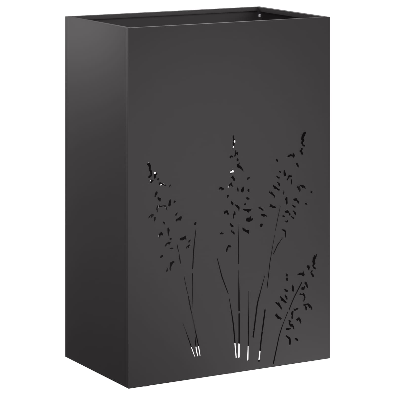 Garten-pflanzgefäß Schwarz 50 X 30 X 75 Cm Kaltgewalzter Stahl Vidaxl