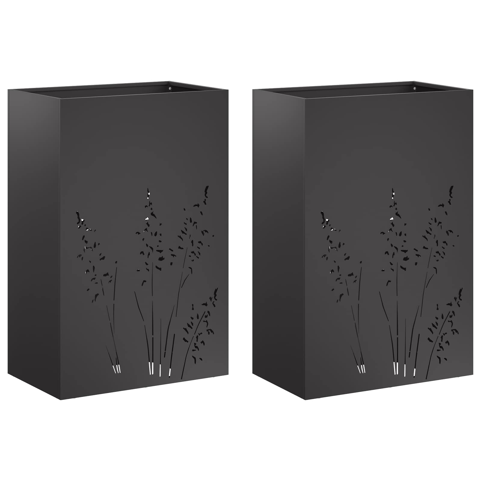Garten-pflanzgefäß 2 Stk. Schwarz 50 X 30 X 75 Cm Vidaxl