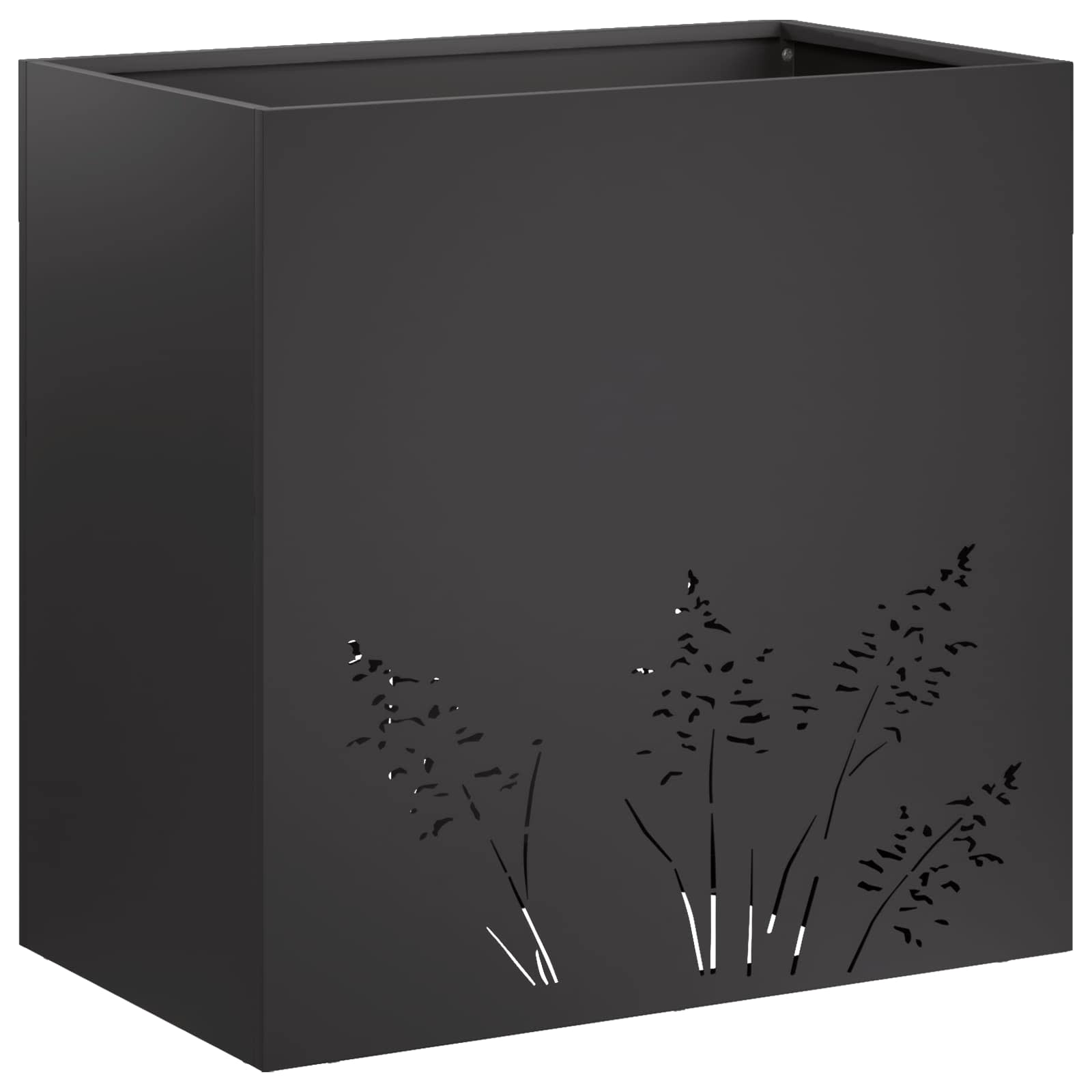 Garten-pflanzgefäß Schwarz 50 X 30 X 49 Cm Kaltgewalzter Stahl Vidaxl