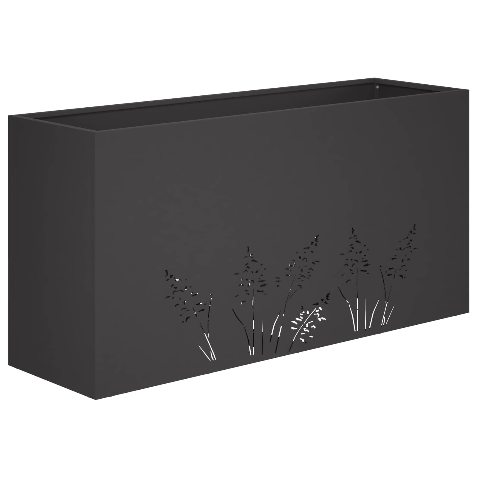 Garten-pflanzgefäß Schwarz 100 X 20 X 49 Cm Kaltgewalzter Stahl Vidaxl