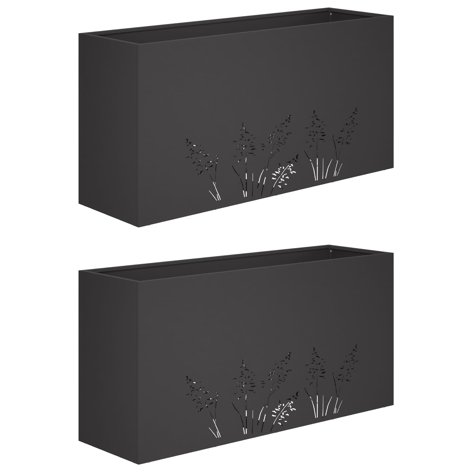 Garten-pflanzgefäß 2 Stk. Schwarz 100 X 20 X 49 Cm Vidaxl