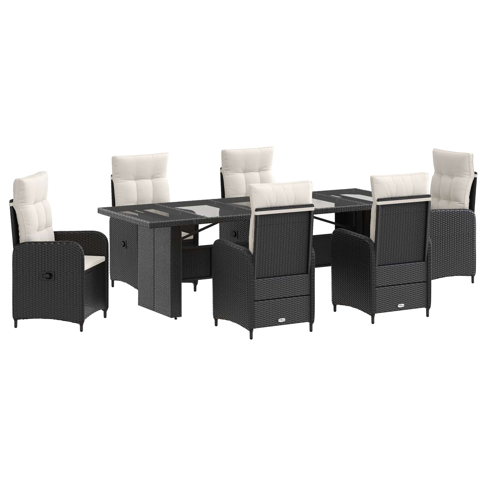 Outdoortisch-set 7 Stk. Schwarz Und Cremeweiß Poly-rattan Vidaxl