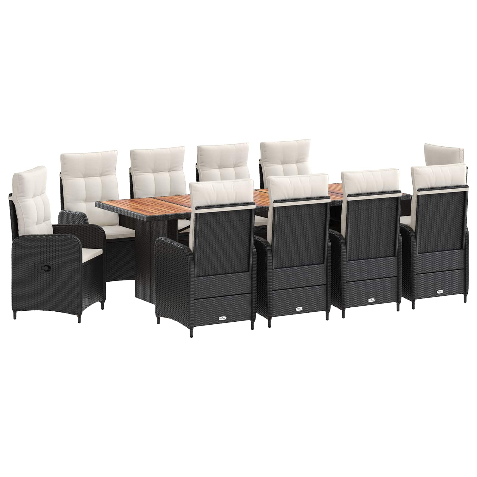 Outdoortisch-set 11 Stk. Schwarz Und Cremeweiß Poly-rattan Vidaxl