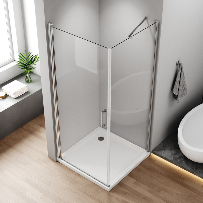 Eckeinstieg Duschkabinen 75x75cm Schwingtür Mit Seitenwand, Duschkabine 75x75cm Eckeinstieg Pendeltür Dusche Duschabtrennung Mit 6mm Esg Sicherheitsglas, Duschwand Höhe 195cm