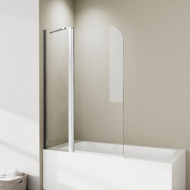 Duschwand Für Badewanne 100x140cm Badewannenaufsatz 2-teilig Faltbar Mit Festem Segment, Duschabtrennung Badewanne Badewannenwand Duschwand Badewanne, 6mm Egs Sicherheitsglas