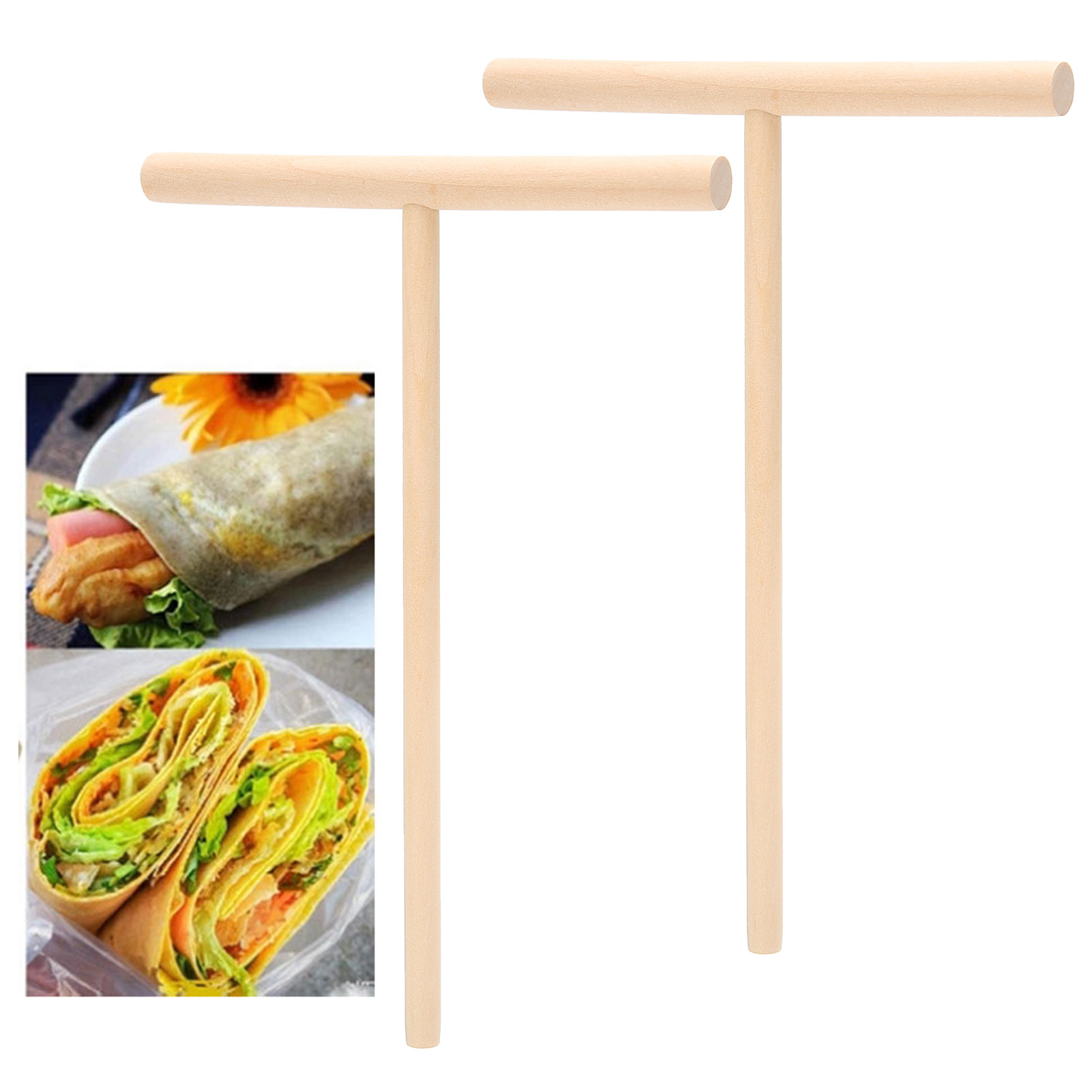 T-förmiger Crêpe-spatel Aus Holz, Crêpe-teigverteiler Für Die Küche, 2 Stück.
