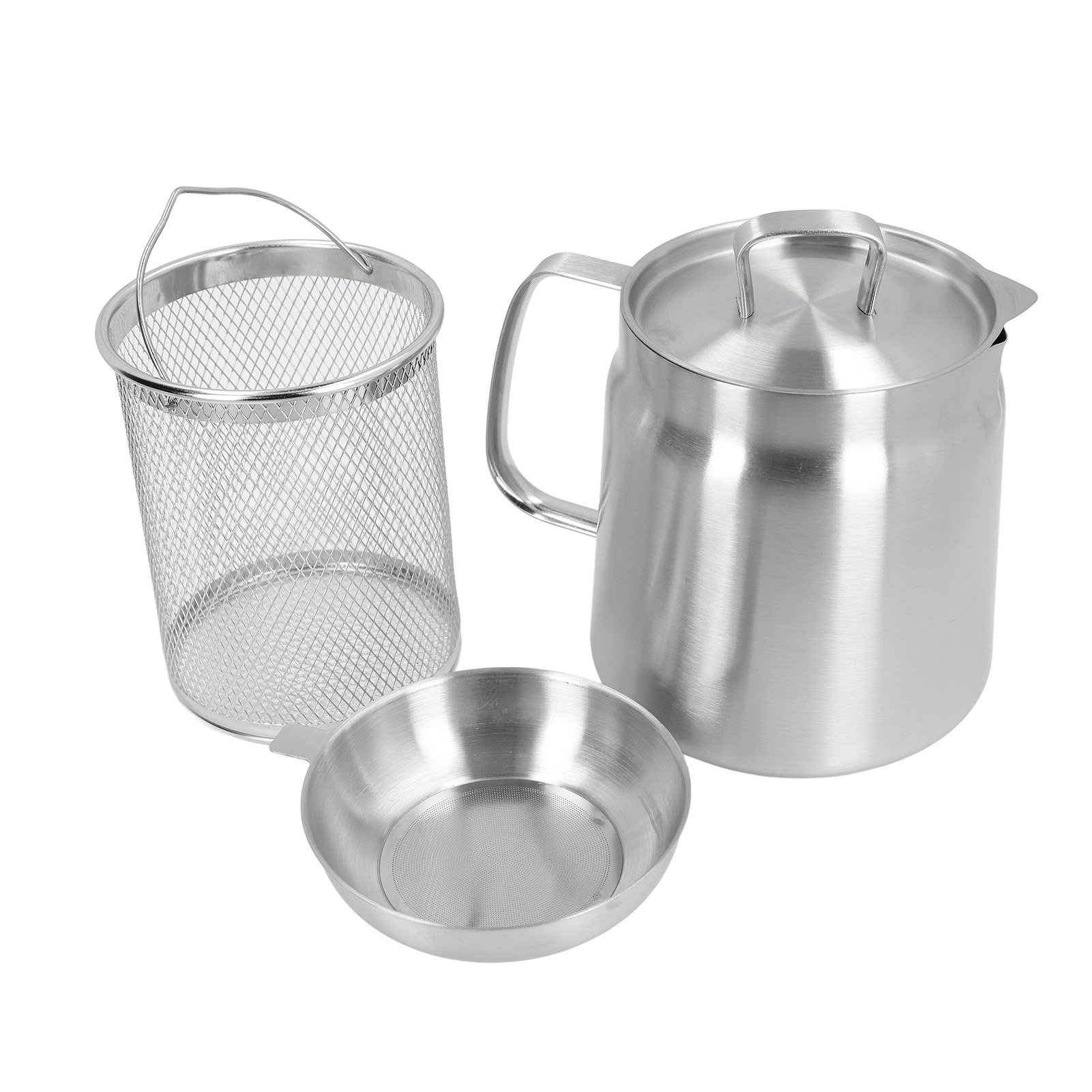 Ölfiltertopf Aus Edelstahl 304, Großes Fassungsvermögen, Ergonomischer Griff, Fettauffangbehälter Für Die Heimische Küche, 2 L.