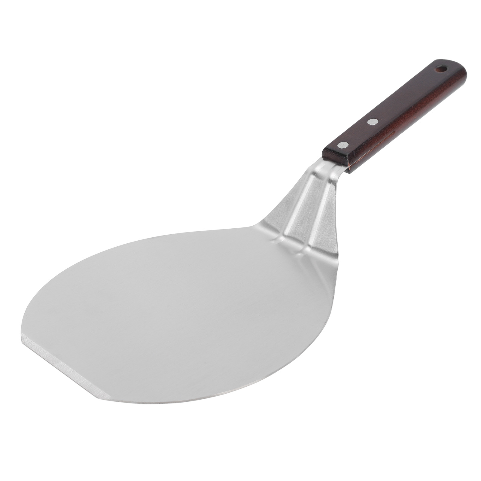 Professioneller Küchenspatel, Klinge Aus Lebensmittelechtem Edelstahl Für Kuchen, Pizza, Crêpes, Runder Spatel, Holzgriff.
