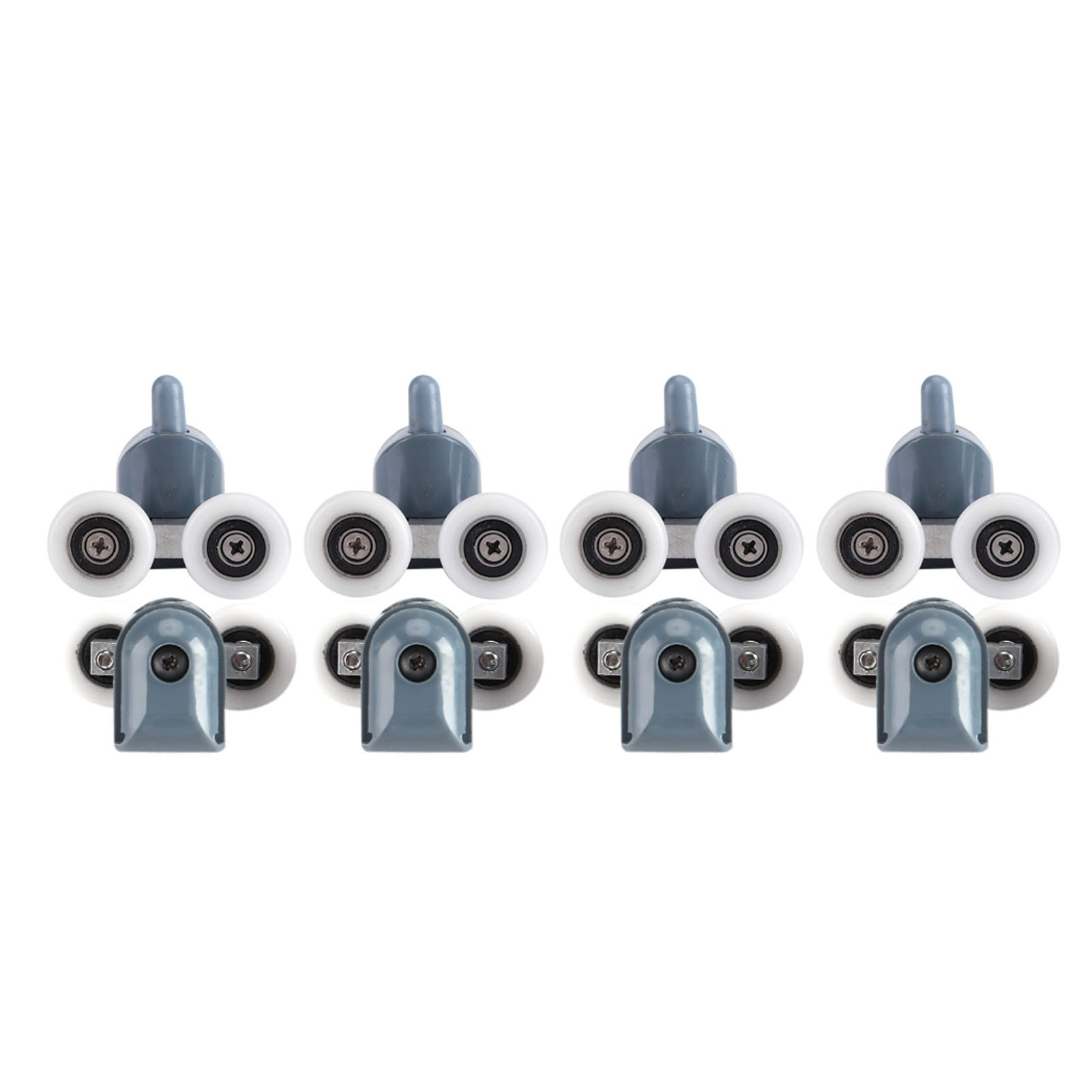8 X Doppel-duschtürrollen, Seilzüge, Lenkrollen, Badezimmer, Doppelrad.