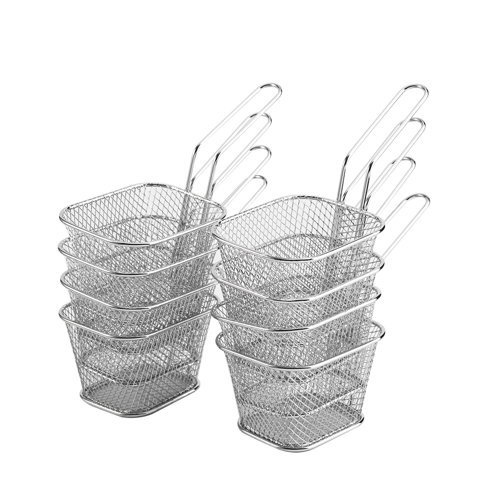 Mini-frittierkörbe Aus Edelstahl, 8 Stück, Sieb Für Die Speisenpräsentation, Kartoffelkochwerkzeug.