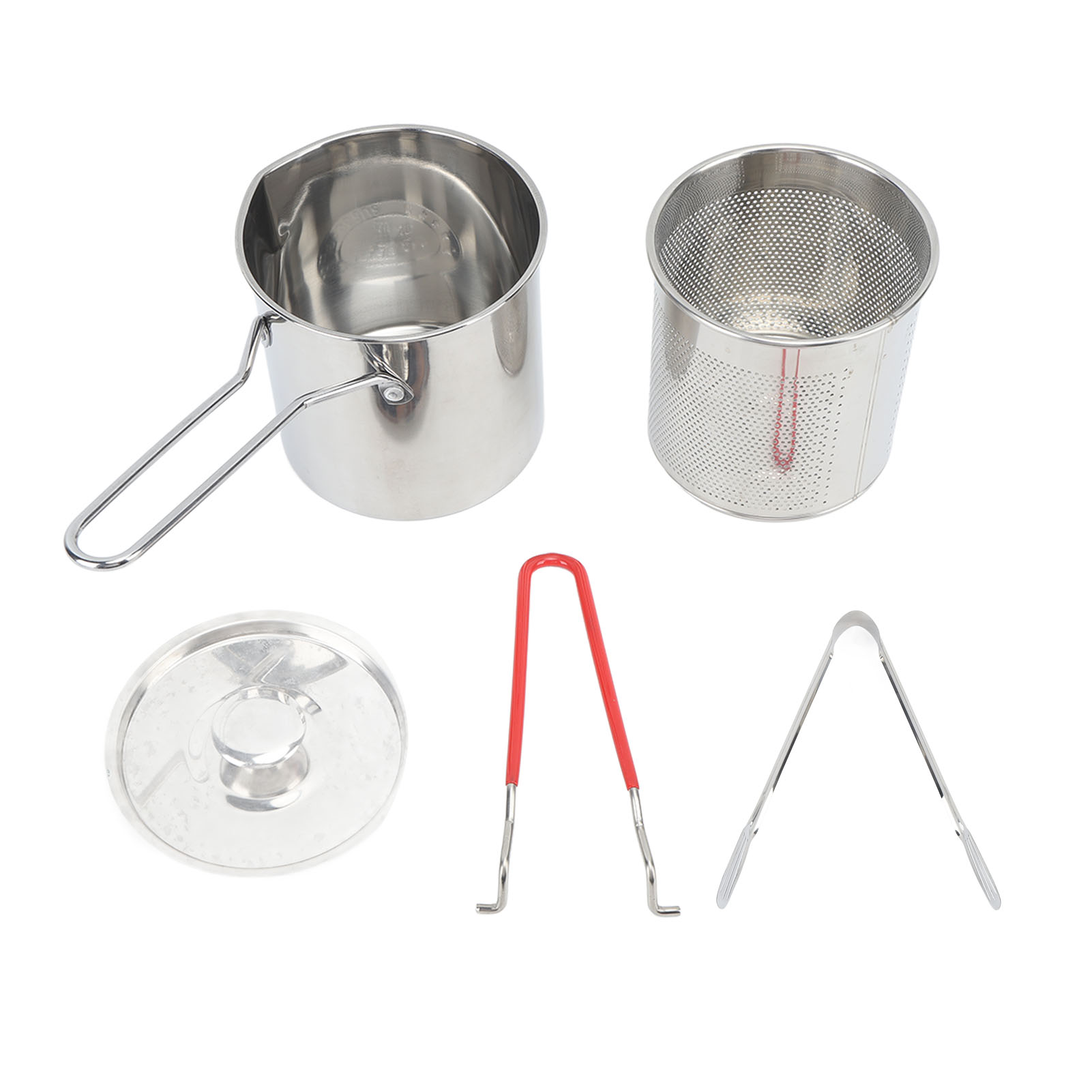 Kleine Olecrane-fritteuse Aus Edelstahl, Japanischer Ölspar-einfüllstutzen Zum Kochen, 4-teiliges Set: Fritteuse + Siebkorb + Küchenzange + Deckel.