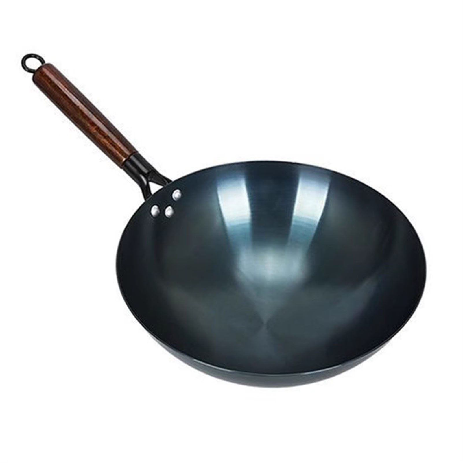 Traditionelle Chinesische Wok-bratpfanne Aus Eisen, Runder Boden, Unbeschichtet, Mit Einem Griff, Antihaftbeschichtet, Für Den Gebrauch Zu Hause Und In Restaurants, 34 Cm.