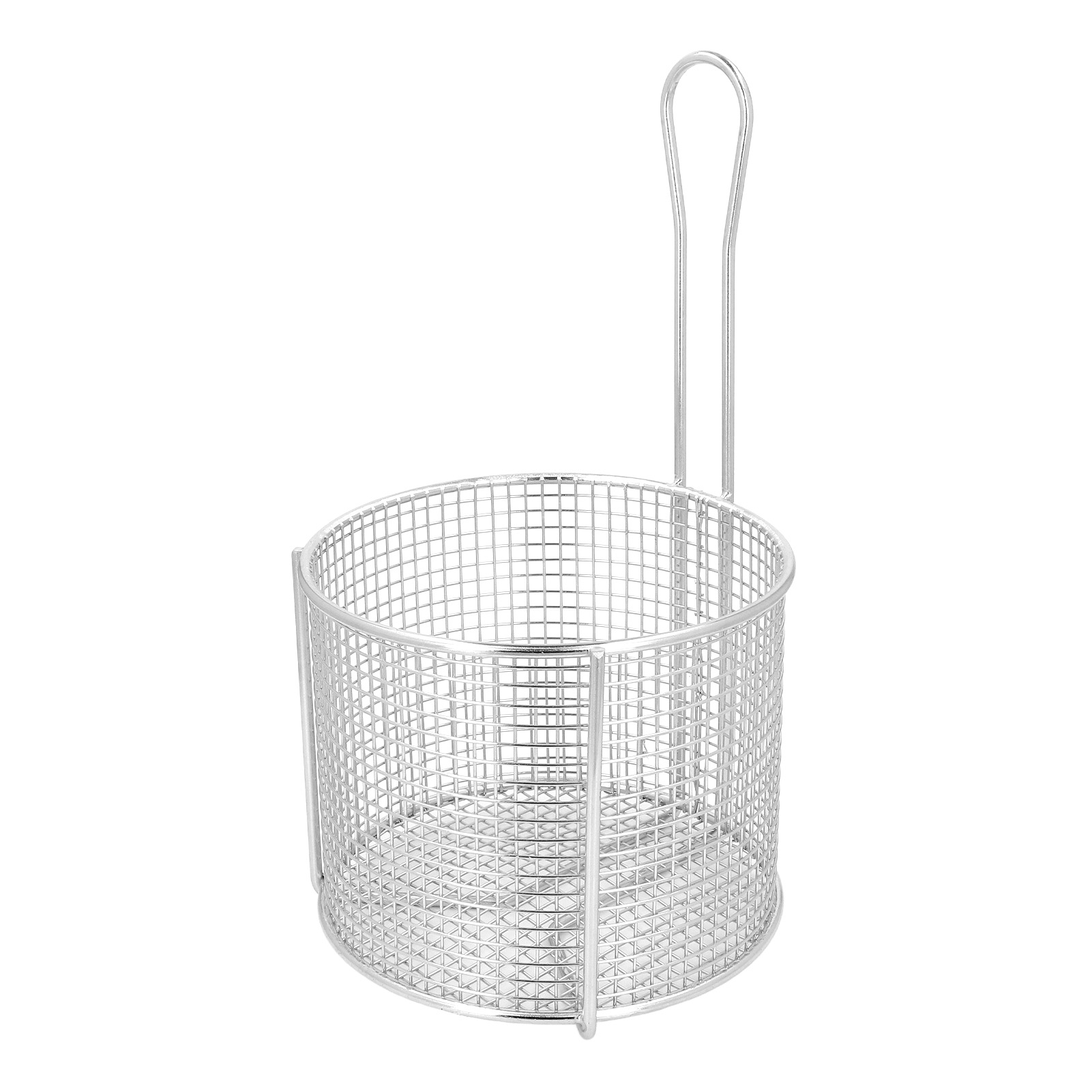 Wiederverwendbarer Runder Pommes-korb Aus Edelstahl Mit Griff, Zum Servieren Von Speisen, Engmaschiges Sieb.