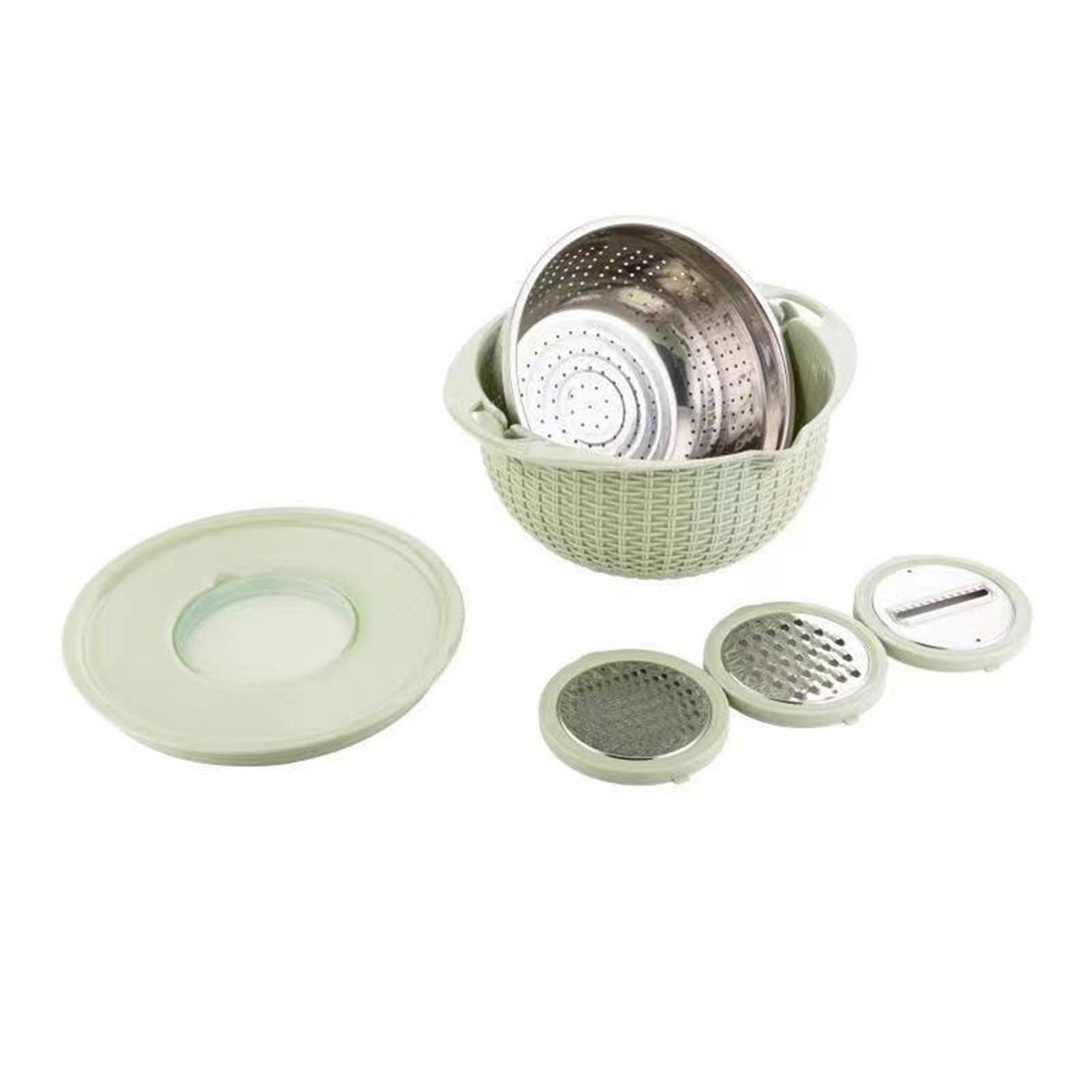 4-in-1-sieb Mit Rührschüssel, Multifunktionsreibe Für Karotten Und Gemüse, Obstreiniger Und Edelstahlsieben Für Die Küche.