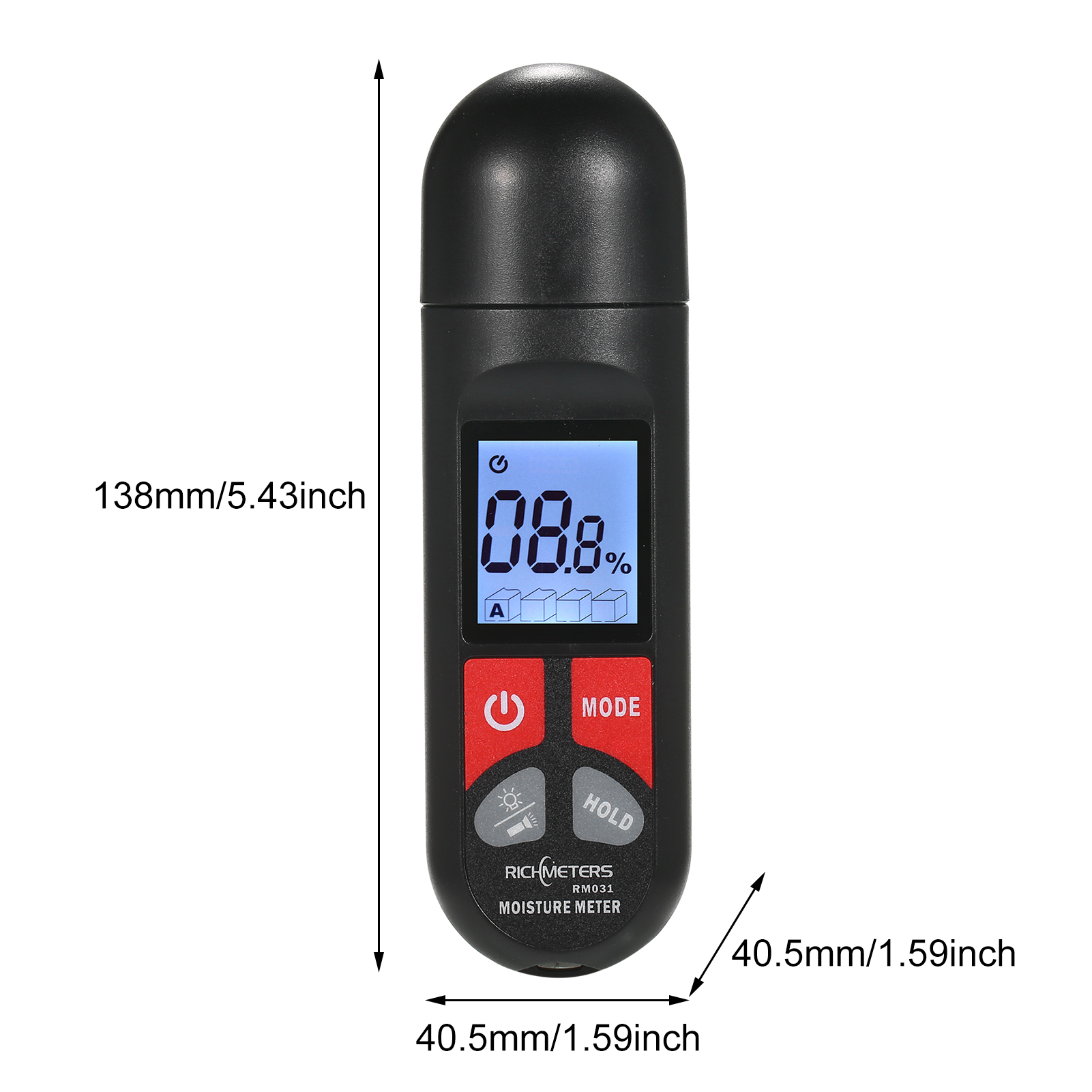 Richmeters Rm031 Multifunktionales Holzfeuchtemessgerät Mit Zwei Nadeln.