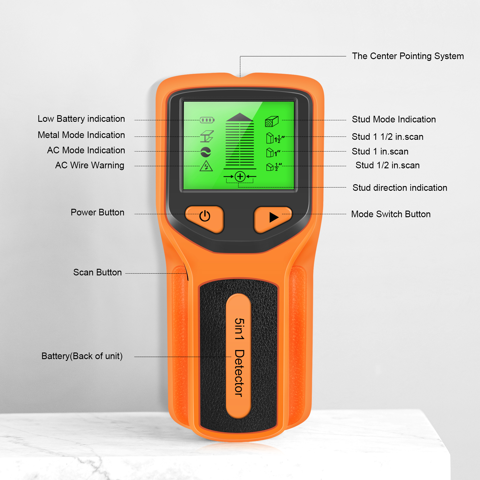 Hw430 5-in-1 Balkensucher Professioneller Tragbarer Multifunktions-digitalwandscanner, Stromführende Drähte, Kabel, Metalldetektor.