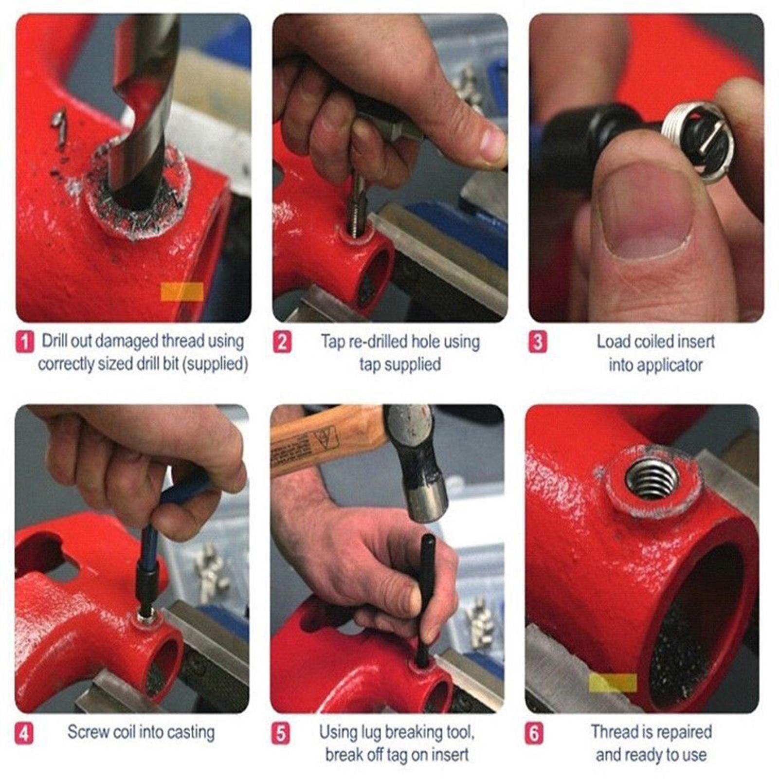 Metrisches Gewindereparatur-einsatzset M5 M6 M8 M10 M12 M14, Helicoil Car Pro Coil Tool 1.5 15 Stück.