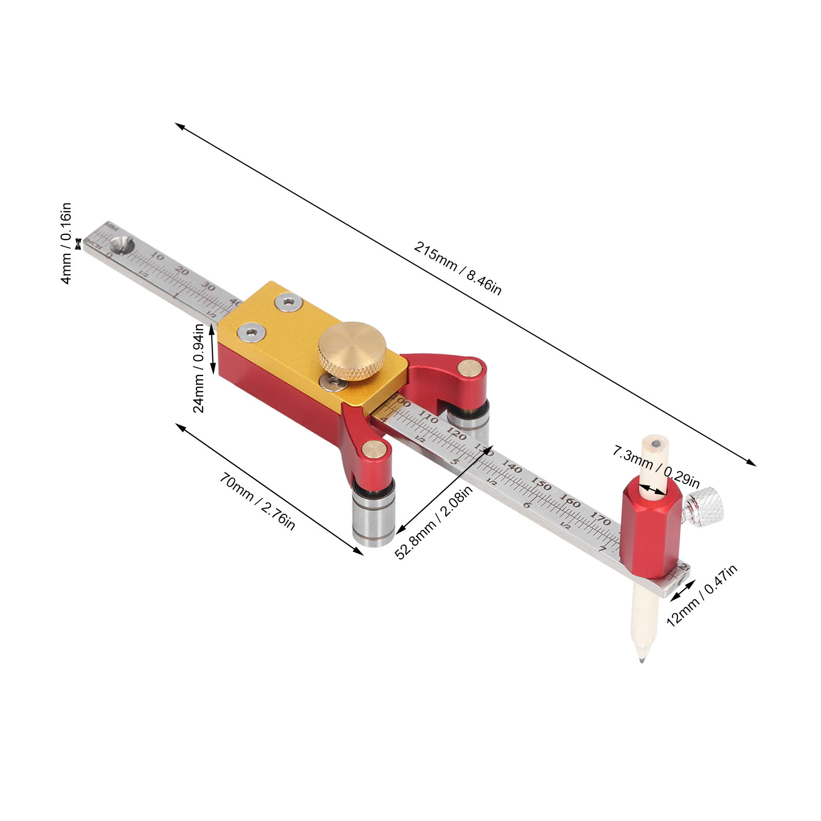 Radmarkierungslehre, Verschiebbares Holzmarkierungswerkzeug, Diy, Paralleler Linearer Bogen, Höhenmessung.