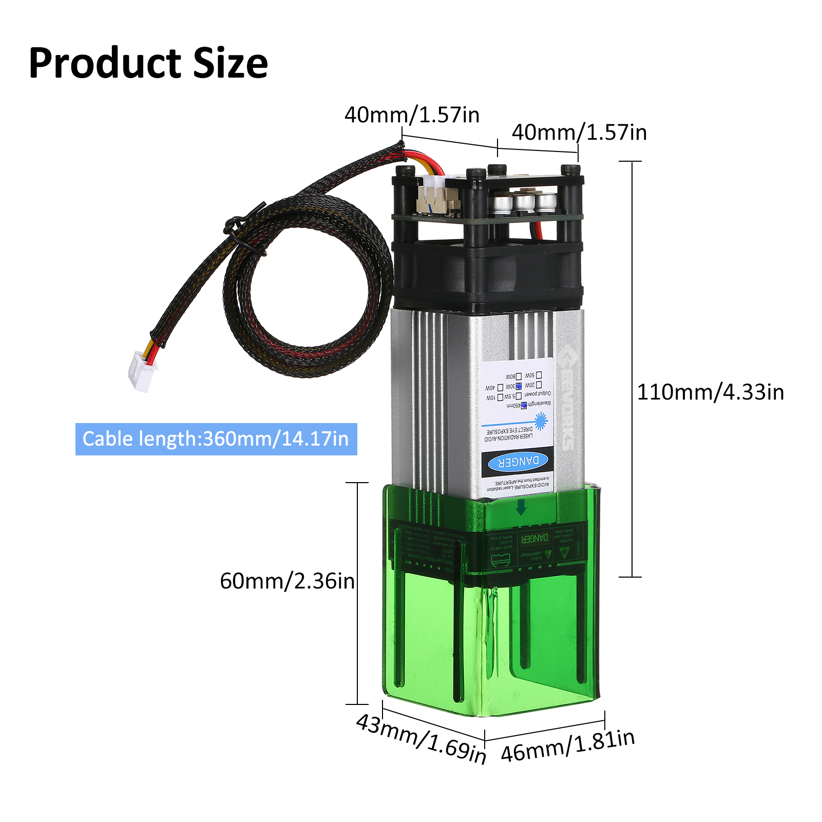 450nm 30w Lasermodul Mit Schutzabdeckung, Gravierkopf Mit Festem Fokus, Hochgeschwindigkeitsgravierer, 3d-drucker, Cnc-fräse Für Diy, Kunsthandwerk, Holz, Leder, Stoff, Papier, Gravur.