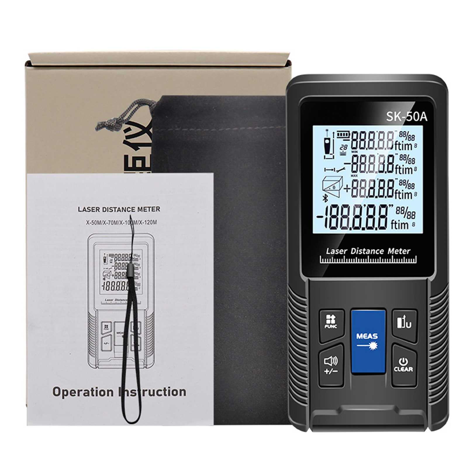 Intelligenter Digitaler Entfernungsmesser Mit Einzigartiger Stufenloser Volumenmessung, Pythagoreischen Messmodi, Einstellfunktion, Ip54 Wasserbeständig.