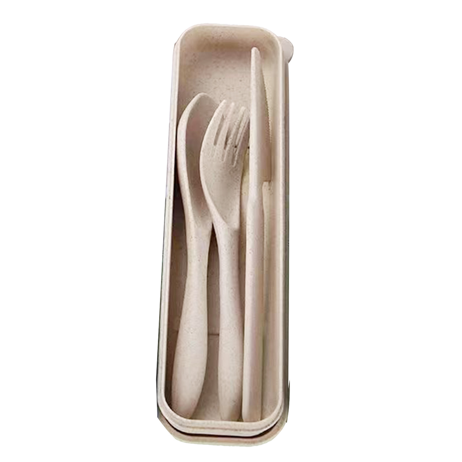 Besteckset Aus Weizenstroh, Gabel, Löffel, Messer, Geschirr Mit Box, Für Büro, Schule, Picknick, Beige.