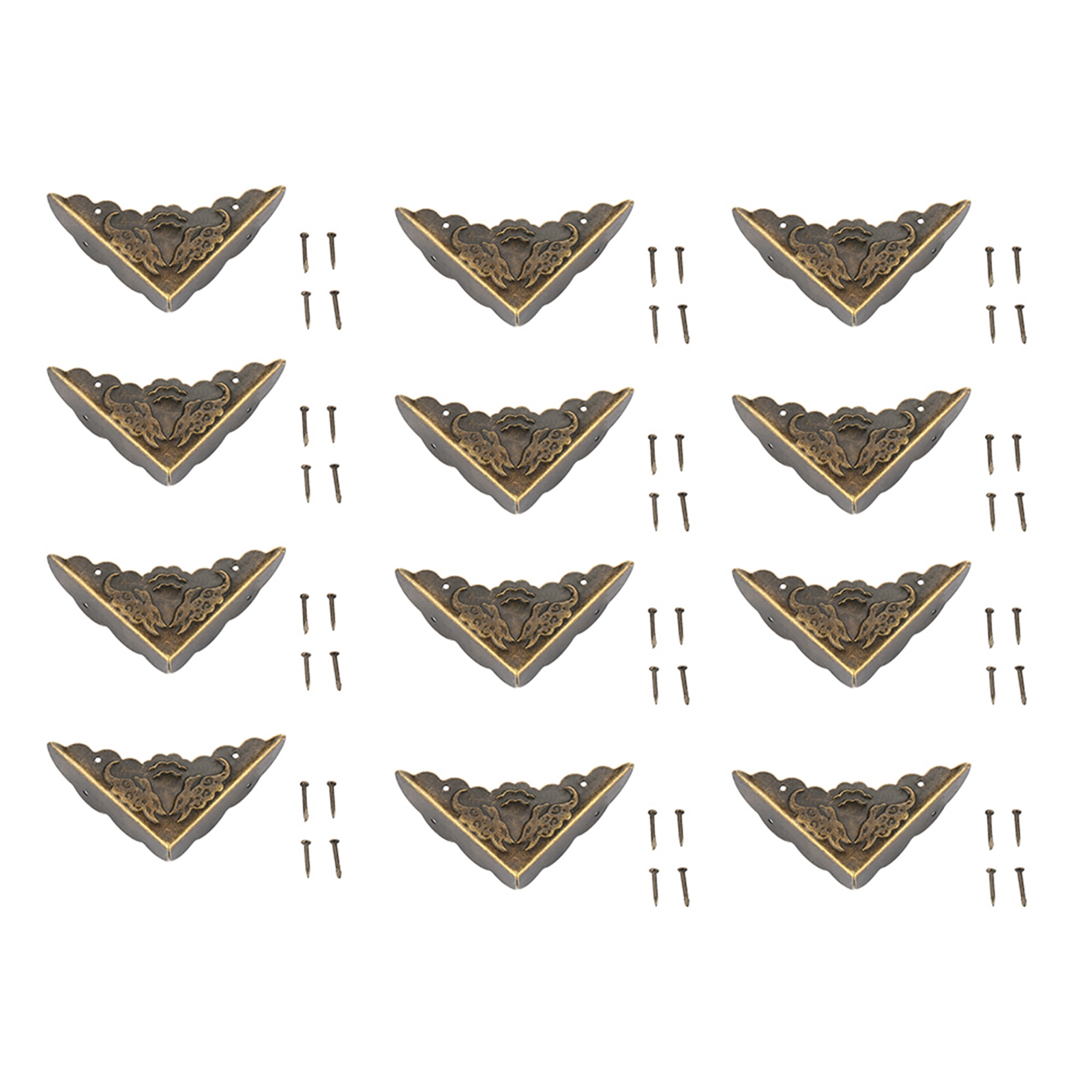 Dekorative Eckenschützer Aus Antikem Bronze-eisen, 12 Stück, Für Holzkistenkanten.
