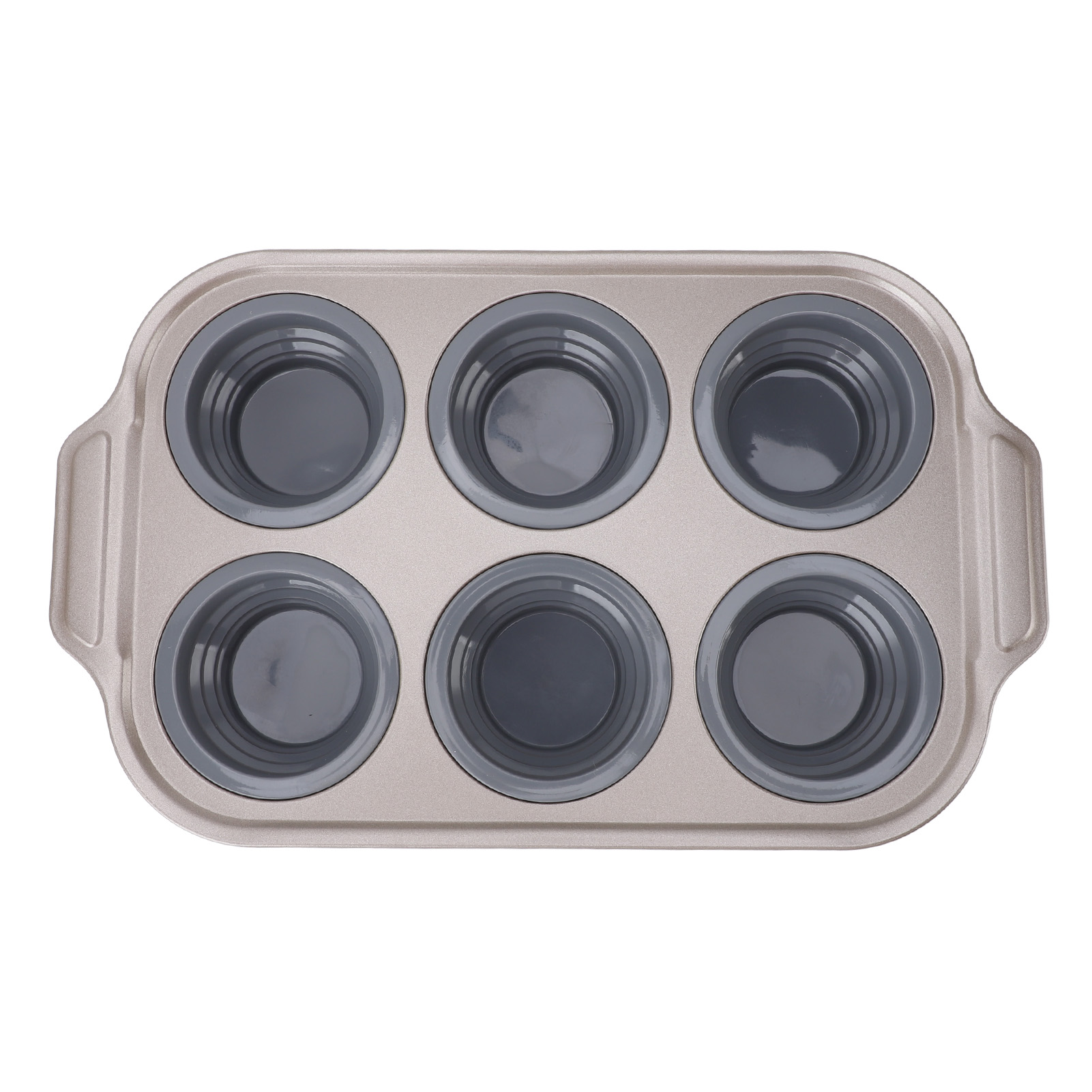 Zusammenklappbare Silikon-kuchenform, Zum Eindrücken, Leicht Zu Lösen, Für 6 Cupcakes, Zum Backen In Der Heimischen Küche, Grau.