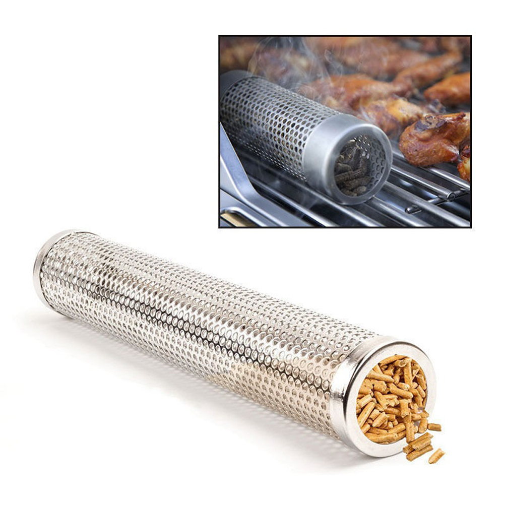 Pellet-räucherrohr Aus Drahtgeflecht, Runder Und Heißer Edelstahl-grillgenerator Für Den Außenbereich.