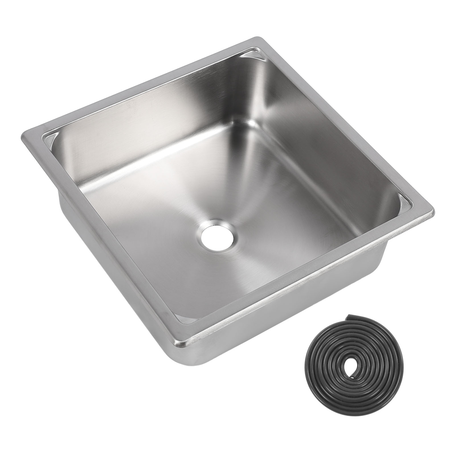 Einzelbecken-spülbecken, 13,8 X 4,7 Zoll, Quadratisch, Edelstahl, Küchenspüle Mit 40 Mm Abflussloch, Für Wohnwagen, Imbisswagen, Boot, Gebürstete, Polierte Farbe.