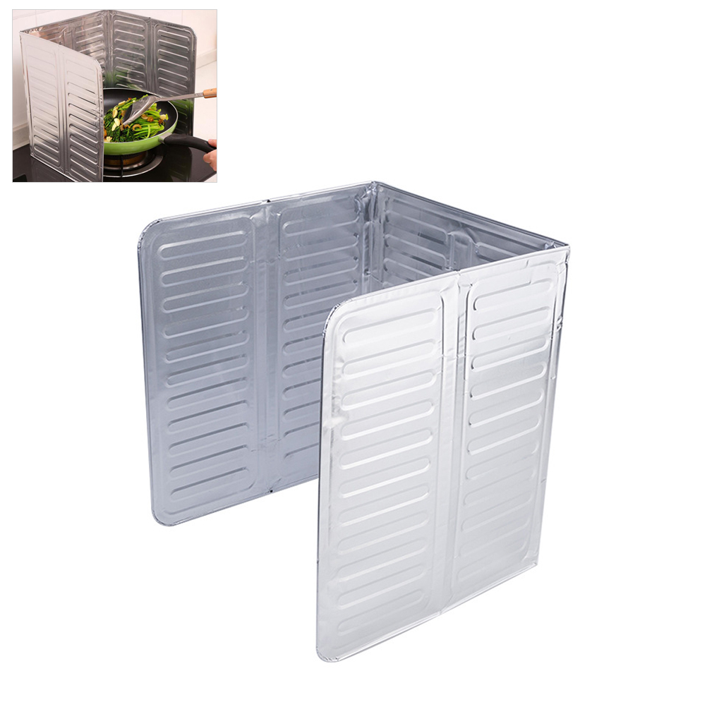 Dreiseitiger, Faltbarer, Ölbeständiger Spritzschutz Aus Aluminiumfolie Für Die Küche.