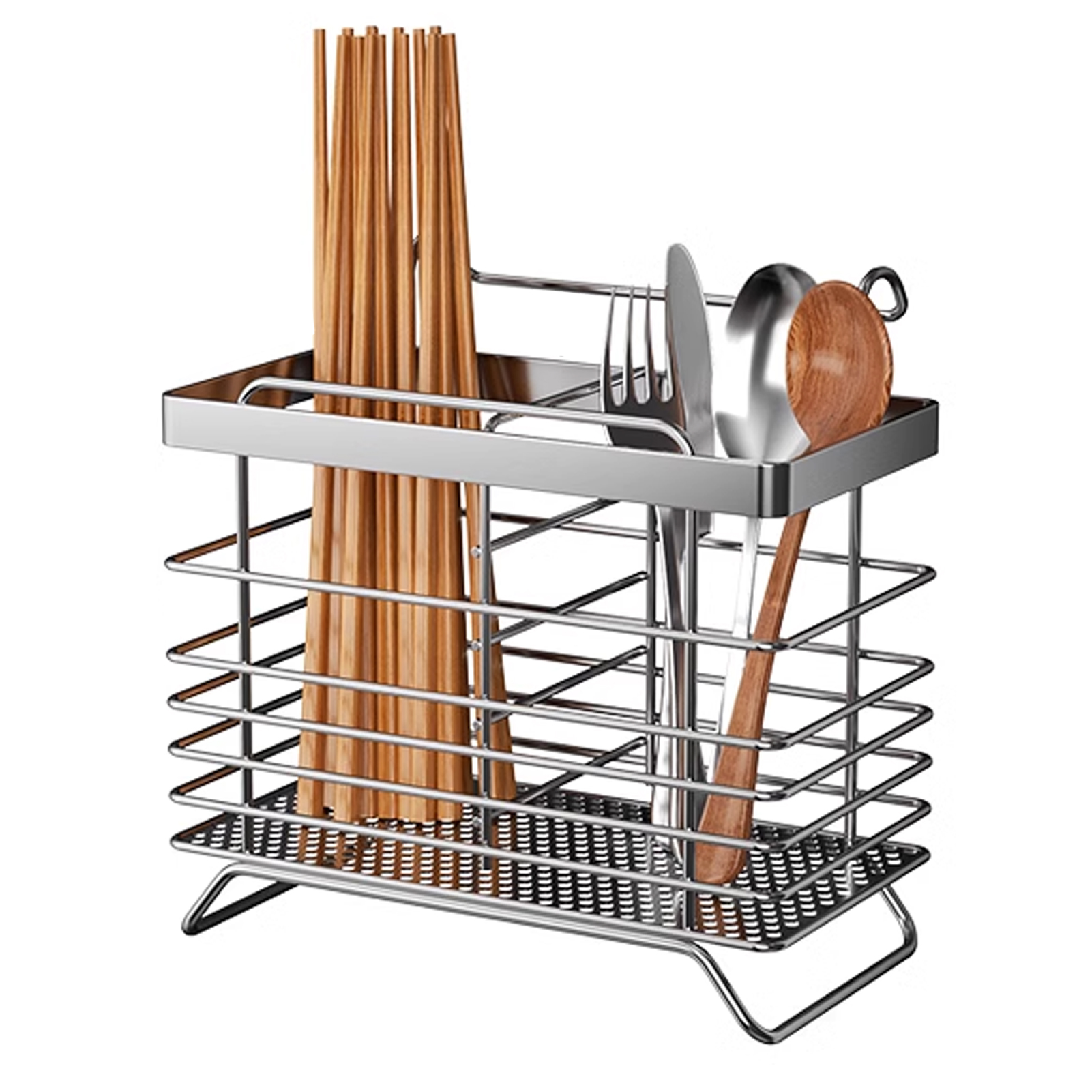 Wandmontierter Essstäbchenhalter, Abtropfgestell Für Küchenutensilien, Besteckbehälter Aus Edelstahl Für Gabel Und Löffel.