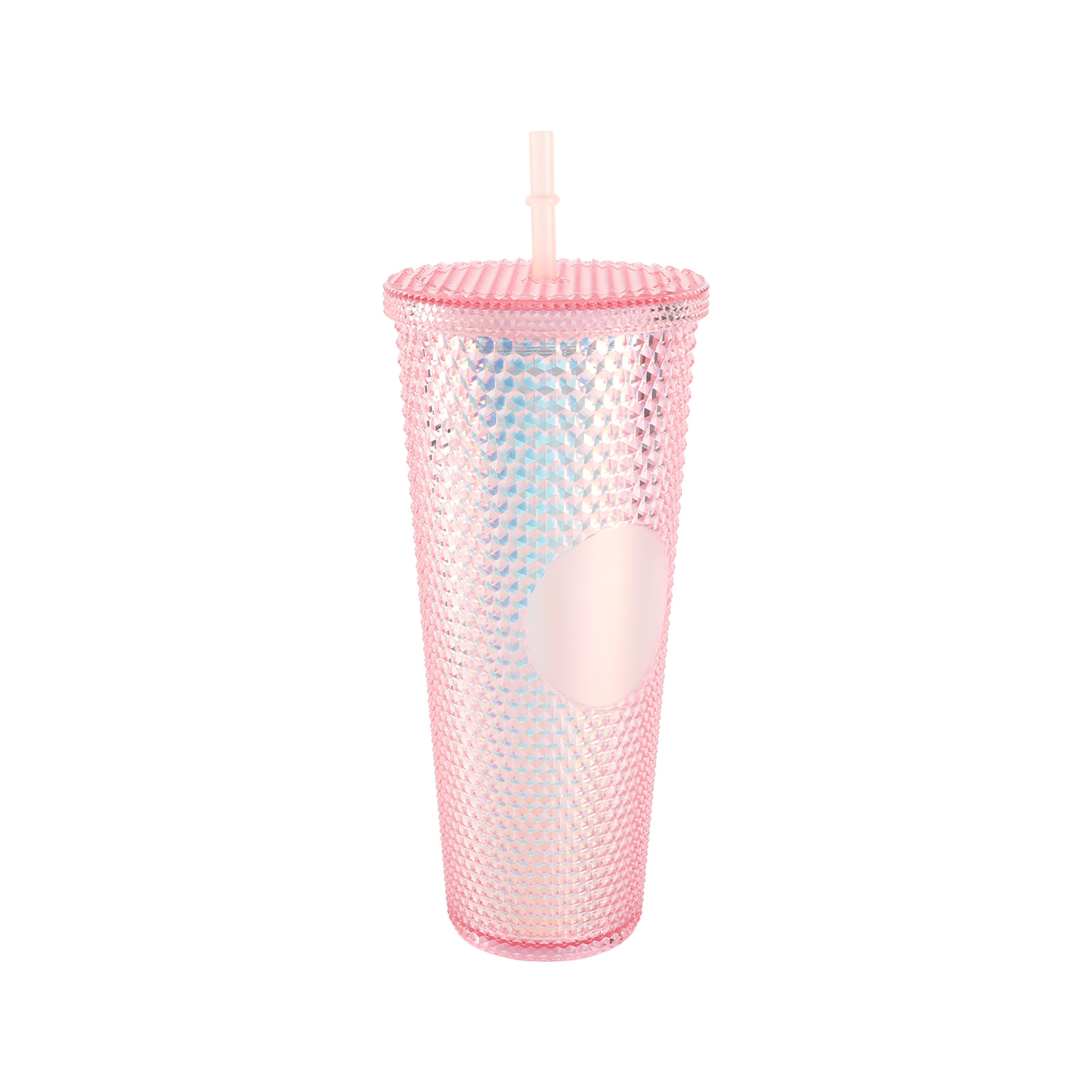 Großer 710-ml-wasserbecher (24 Oz), Vollständig Genoppter, Matter, Wiederverwendbarer Kunststoffbecher Mit Auslaufsicherem Deckel Und Großer Öffnung, Inklusive Strohhalm.