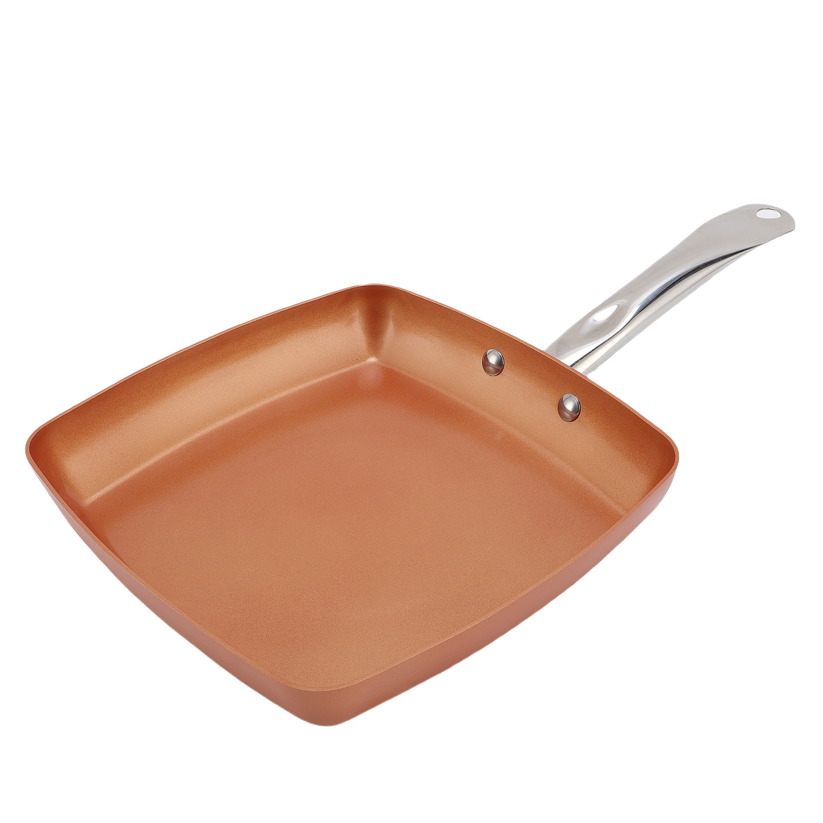 Pfanne Aus Kupferfarbener Aluminiumlegierung, Quadratische Antihaft-edelstahlpfanne Mit Verbundboden Für Offene Flammenherde Und Induktionskochfelder.