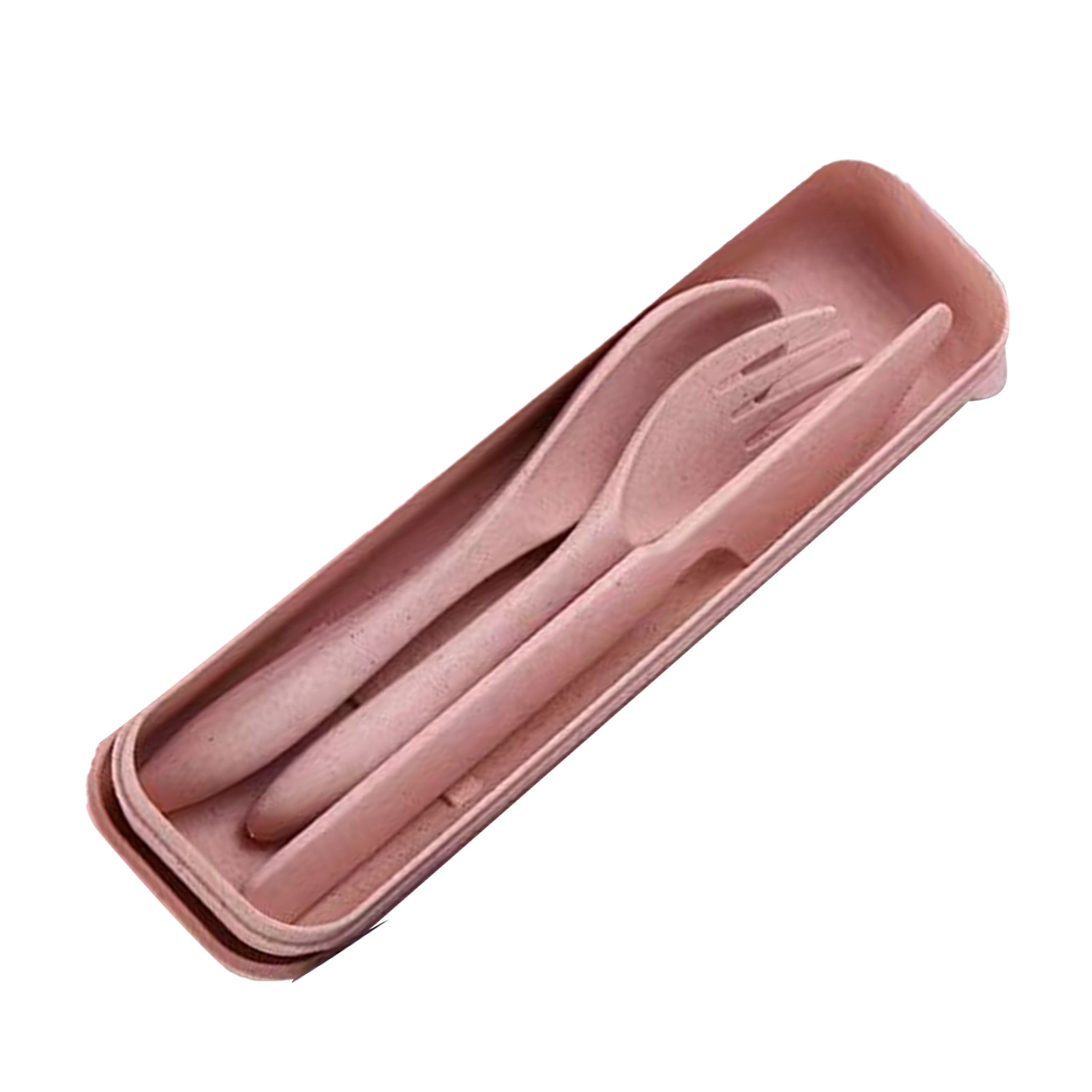 Besteckset Aus Weizenstroh, Gabel, Löffel, Messer, Geschirr Mit Box, Für Büro, Schule, Picknick, Rosa.