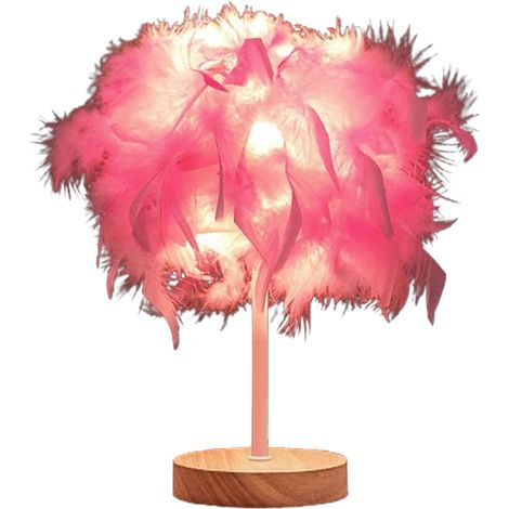 Federtischlampe, Luxuriöse Nachttischlampe, Für Schlafzimmer, Wohnzimmer, Partys, Hochzeitsdekoration, Rosa