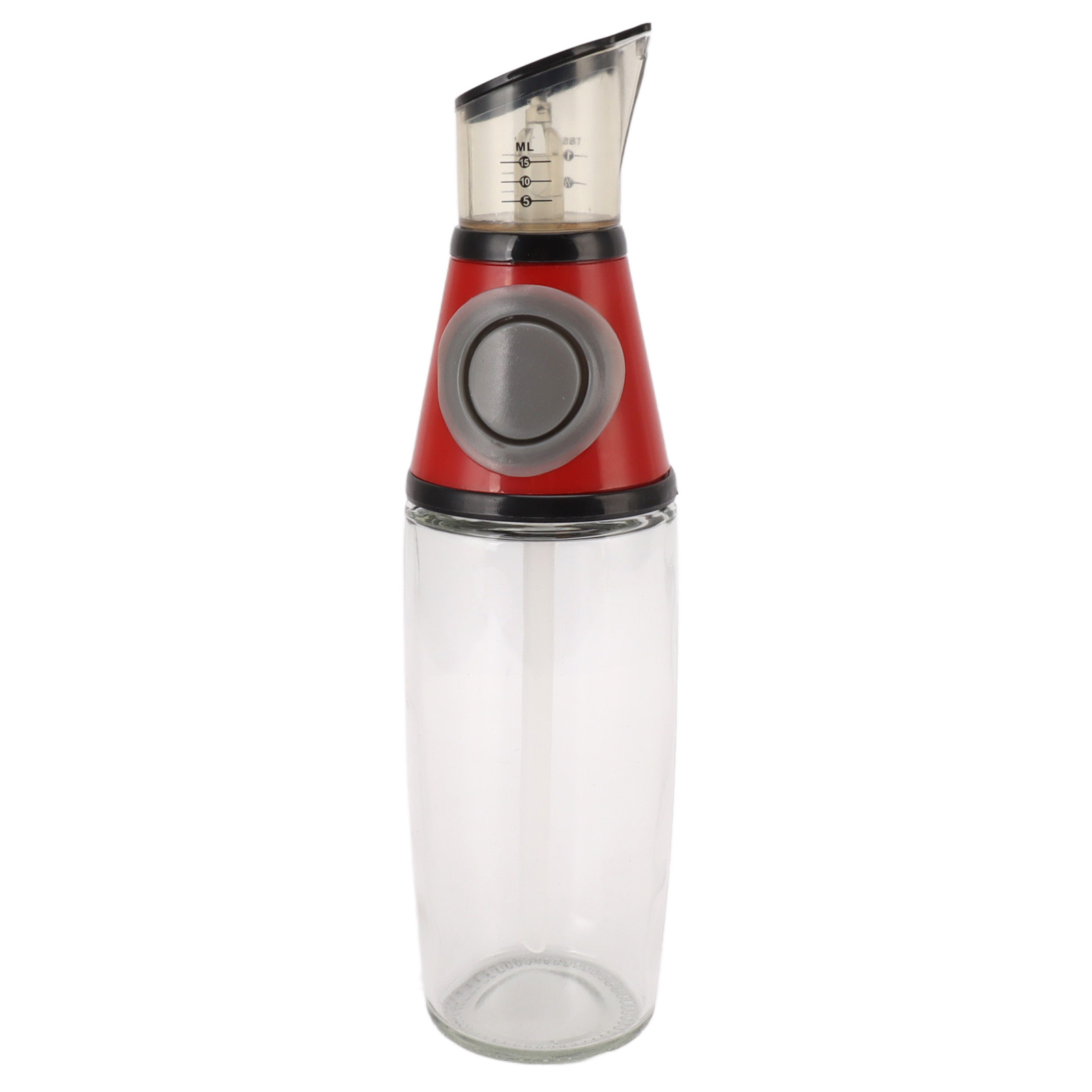 500-ml-ölspender, Auslaufsicheres Glas, Silikon, Acryl, Druckverschluss, Dosierflasche Für Gesundheit Und Kochen, Rot.