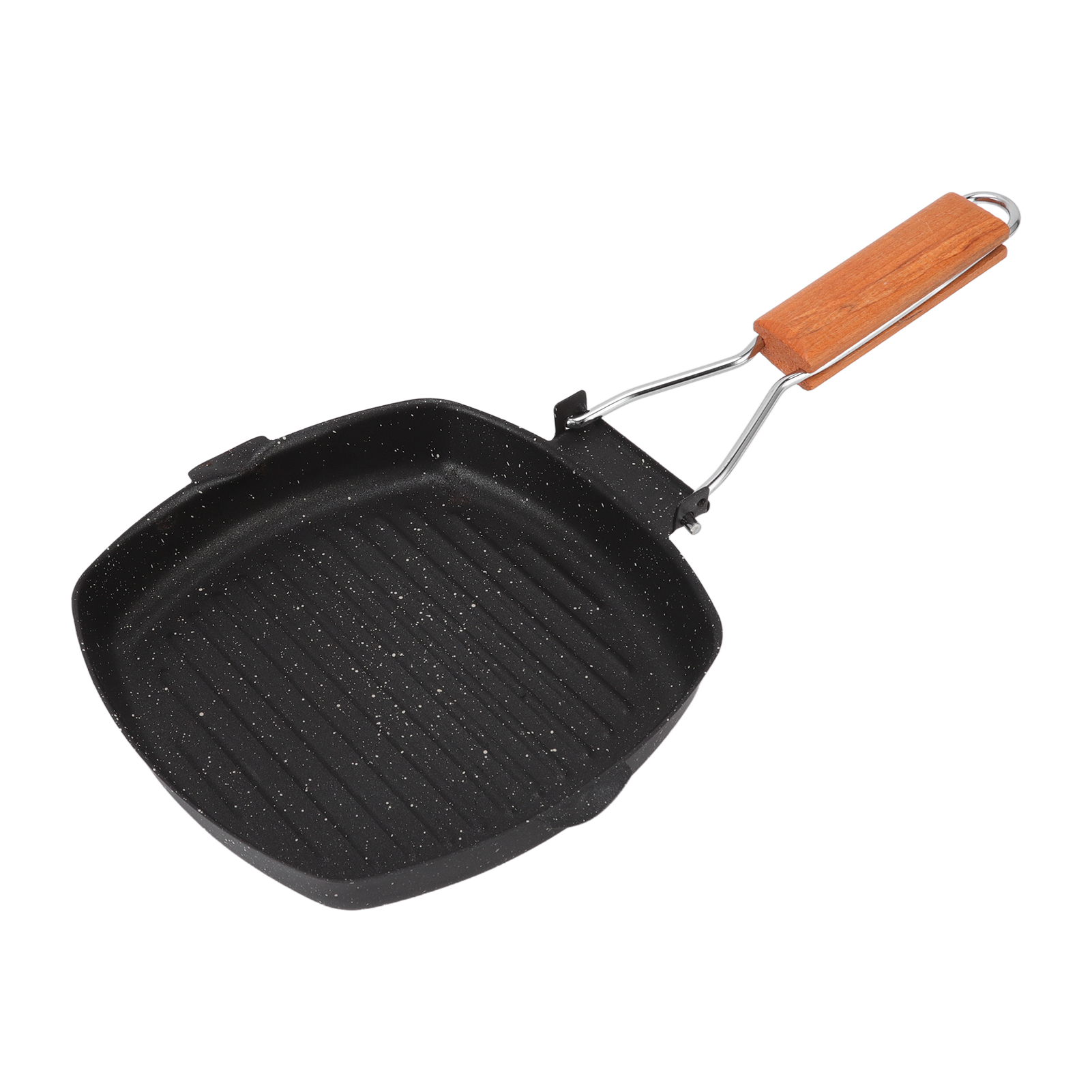 Outdoor-bratpfanne, Klappbarer Buchenholzgriff, Energiesparend, Kratzfest, Spezielle Grillsteakpfanne 20x20cm.