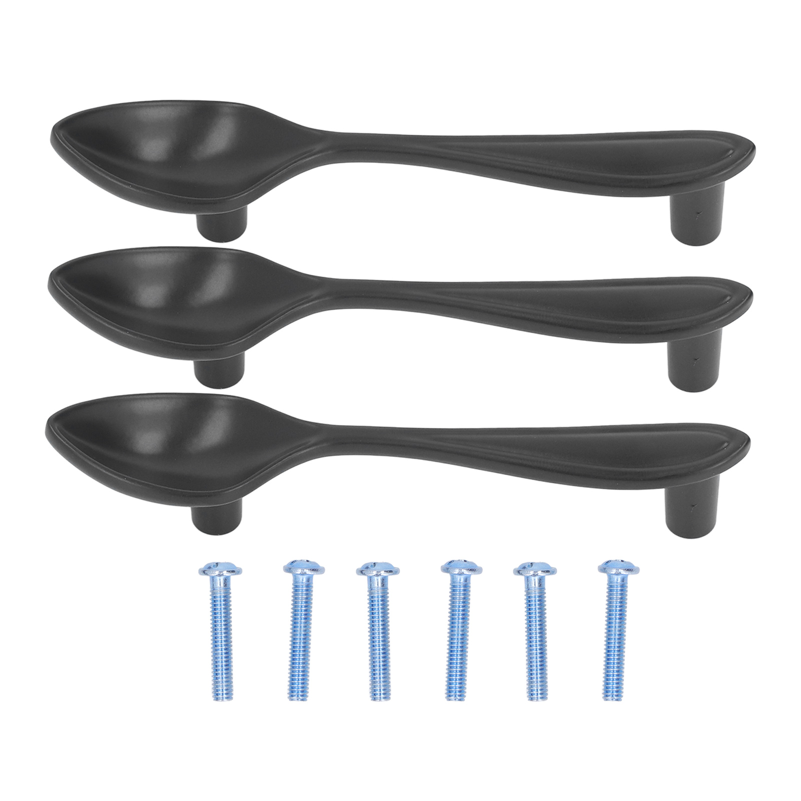 Set Aus 3 Türgriffen, Dickem Besteck, Möbelförmigem Geschirr Für Schubladen, Kleiderschränke, Regale, Schwarzem Löffel.