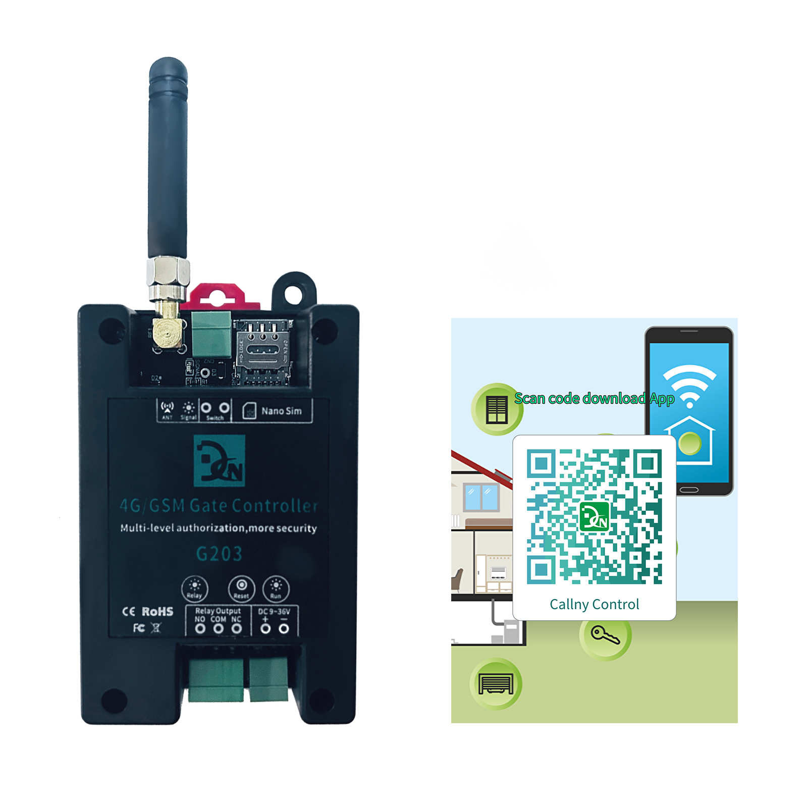 G203 4g/gsm Türcontroller, Drahtlose Fernbedienung, Gsm Türöffner, Unterstützt Normale Benutzerautorisierung, Callny Steuerungsanwendung.