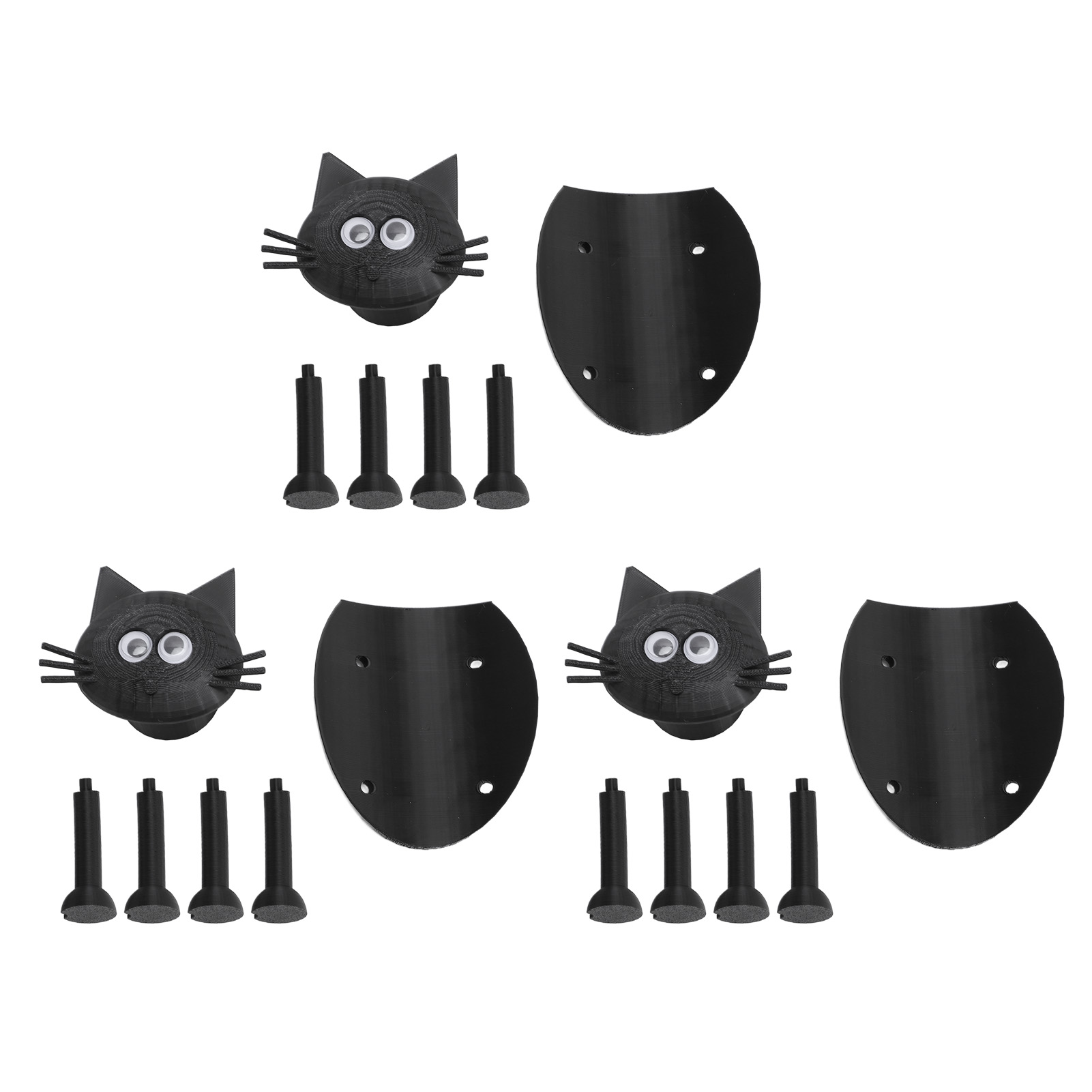 Set Mit 3 Schwarzen Katzen-toilettenpapierhaltern, Lustiges Tier-aufbewahrungsregal Für Badezimmer, Küchenrollen-organizer.