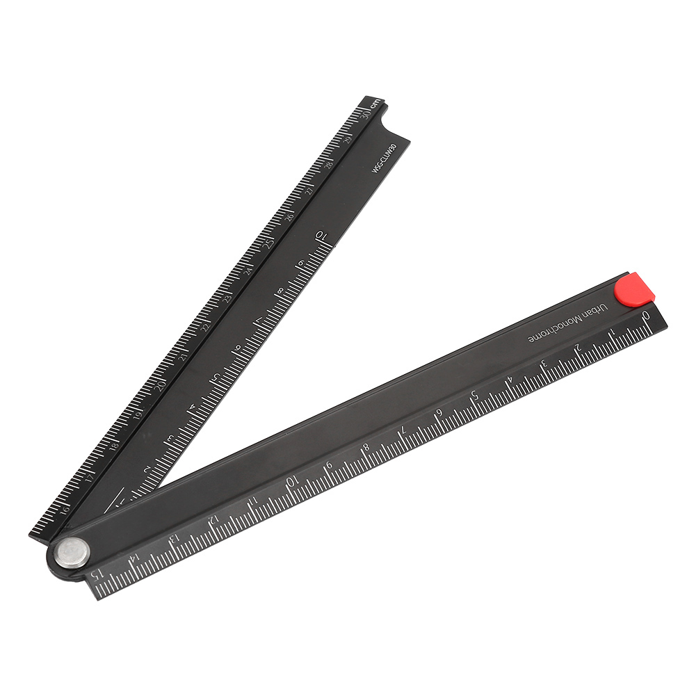 90° Klappbares Metall-schreibtischlineal, Tragbar Zum Mitnehmen, Lineal Aus Aluminiumlegierung Von 0 Bis 300 Mm, Klar Und Präzise Für Heimarbeit Und Autofahrten.