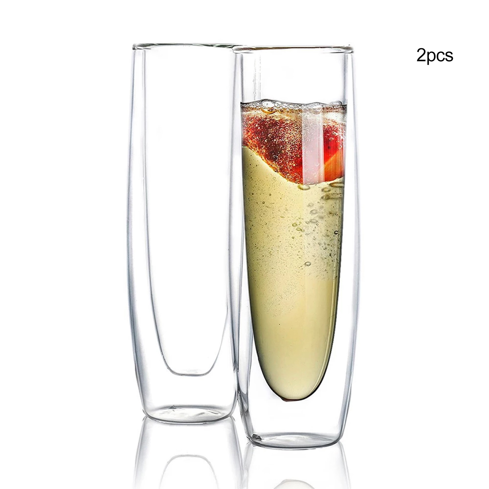 Doppelwandige Champagnerflöten (150 Ml), 2 Stück, Stiellose Mimosa-gläser Für Bar, Party, Hochzeit, Zuhause.