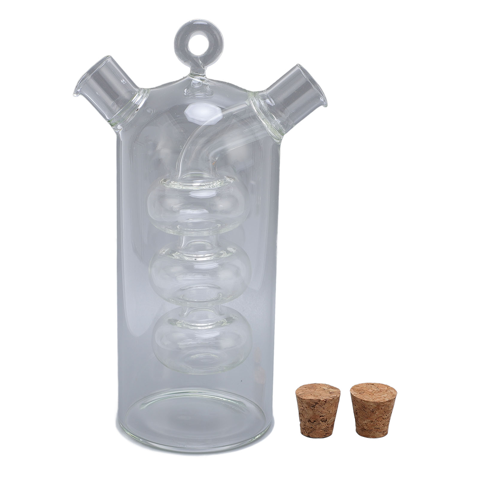 2-in-1 Öl- Und Essigspenderflasche, Klarglas, Olivenöl-spender Für Die Küche Mit Hitzebeständigen Korken A.