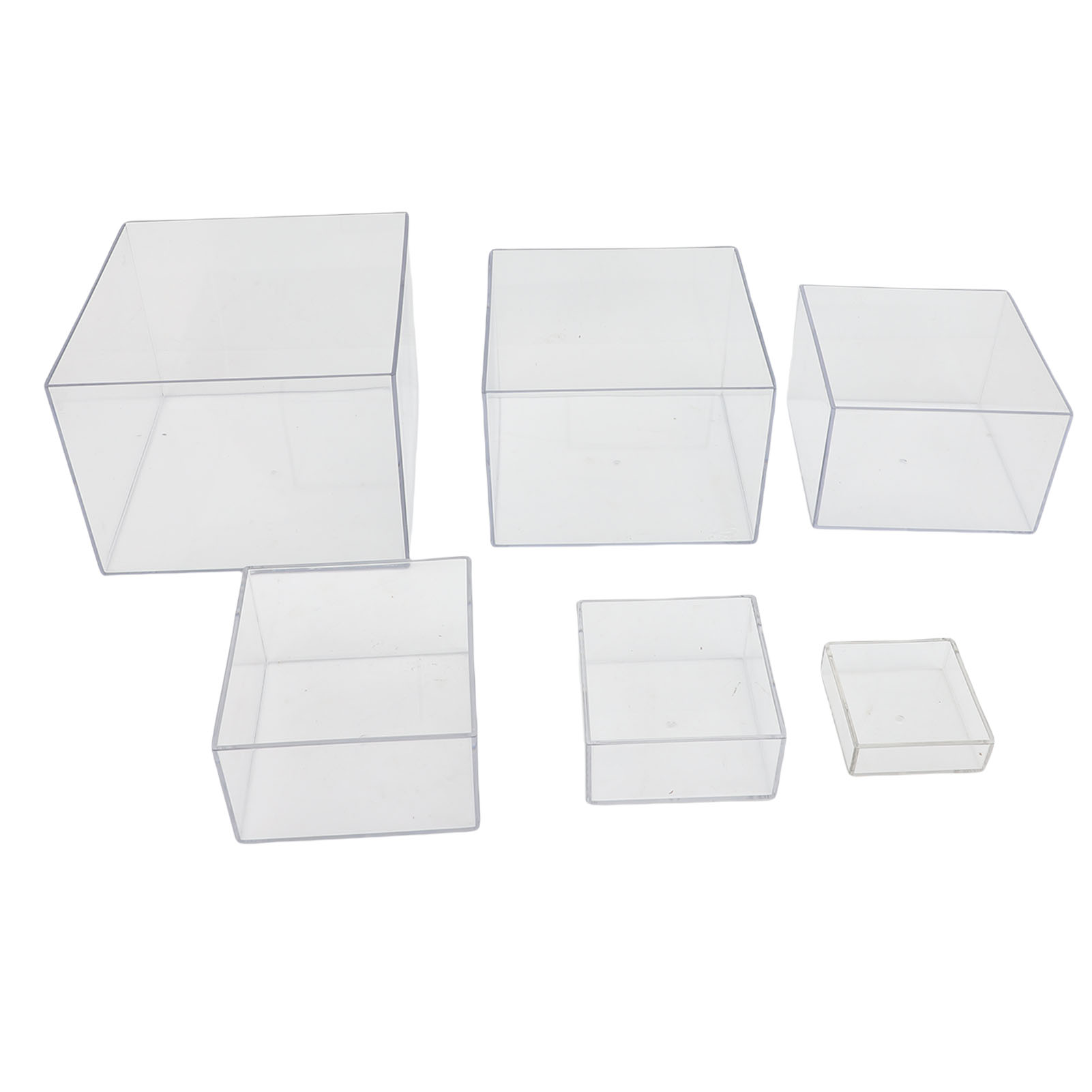 6 Stück Würfel-displayboxen Quadratisch Multifunktional Stapelbar 5 Seiten Kuchenständer Ineinander Stapelbar Für Dessert Sammlerstücke Statuen Transparent.