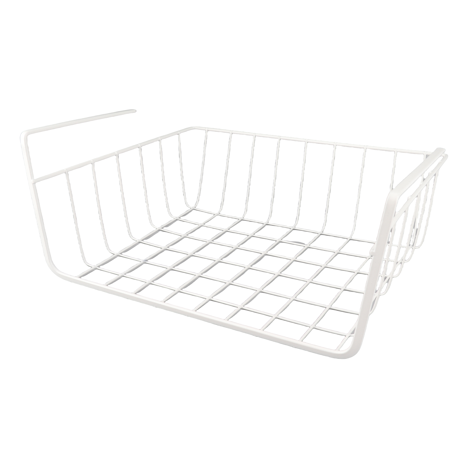 Vielseitiger Aufbewahrungskorb Für Unter Regale, Komplett Aus Metalldraht, Für Küche, Büro, Speisekammer, Arbeitszimmer, Bibliothek, Größe M, Weiß.