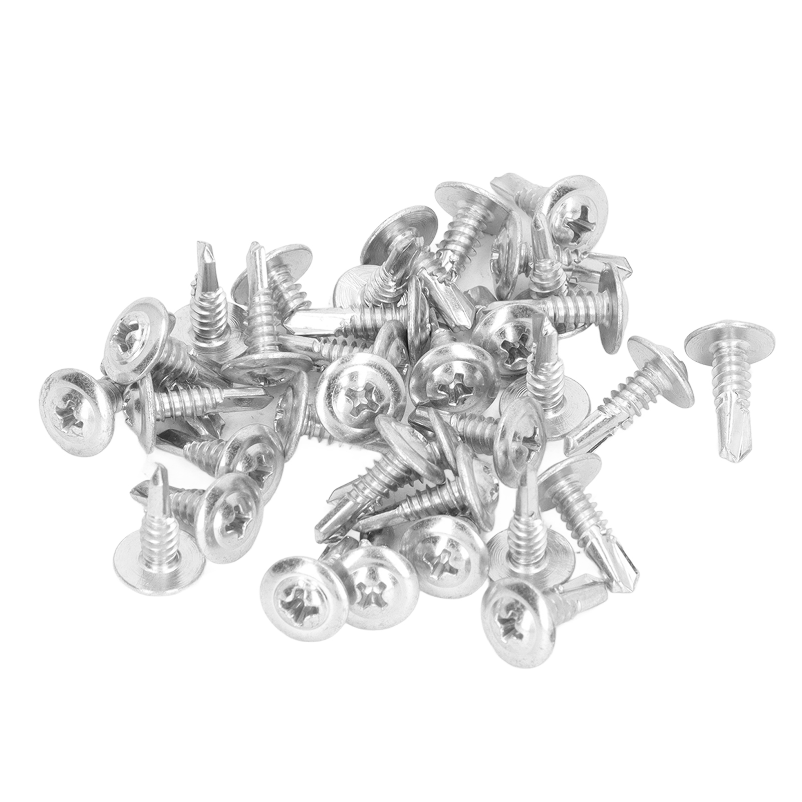 Selbstbohrende Schrauben Aus Kohlenstoffstahl Und Weißzink, 250 Stück, M4,8x16mm Für Runden Metallunterlegscheibenkopf.
