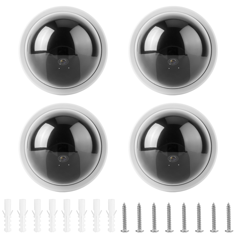 Simulations-dome-kamera, 4 Stück, Attrappe Einer Videoüberwachungskamera, Vorgetäuschte Sicherheitskamera Mit Blinkendem Led-licht (weiß).